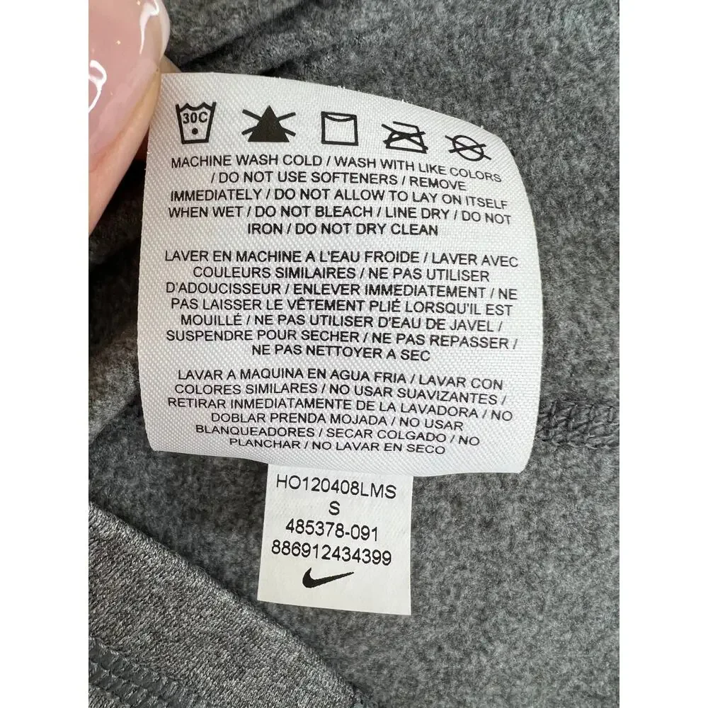 NIKE Pro Dri-Fit Women's Gray Long Sleeve Turtleneck Slim Athletic Top S Small